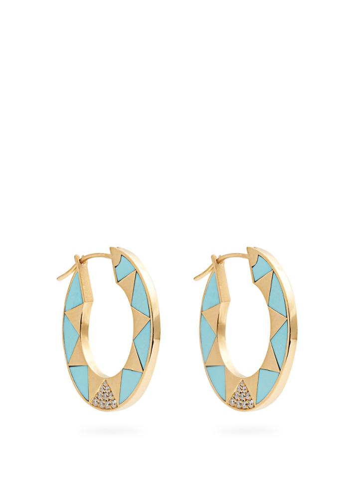 Marc Alary Diamond, Turquoise & Yellow-gold Earrings