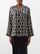 Nili Lotan - Juste Chain-print Silk-twill Shirt - Womens - 01bk