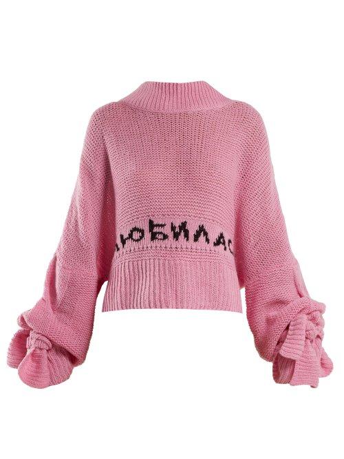 Matchesfashion.com Natasha Zinko - Logo Intarsia Cashmere Sweater - Womens - Pink