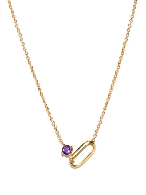 Matchesfashion.com Lizzie Mandler - February Birthstone Amethyst & 18kt Gold Necklace - Womens - Purple Gold
