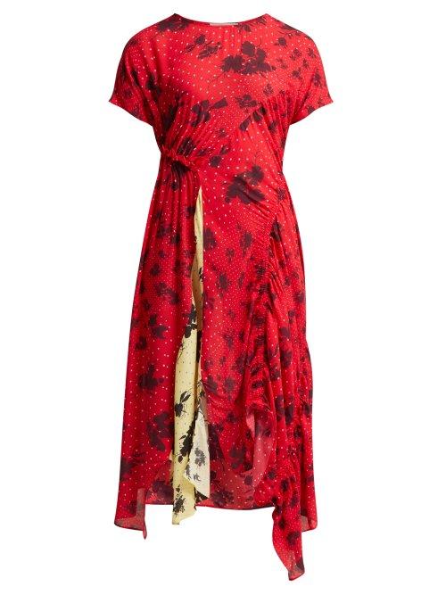 Matchesfashion.com Preen Line - Asha Floral Print Crepe Dress - Womens - Red Multi