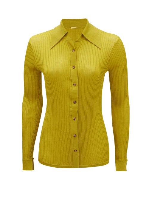 Matchesfashion.com Dodo Bar Or - Paya Rib-knitted Shirt - Womens - Dark Olive
