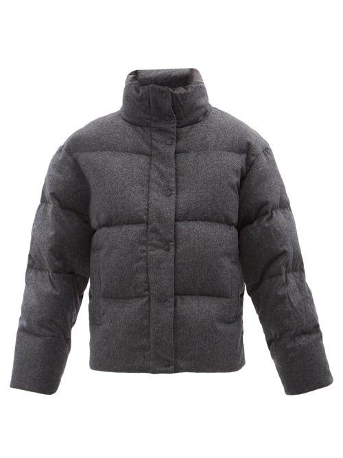 Joseph - Carah Wool-blend Flannel Down Coat - Womens - Dark Grey