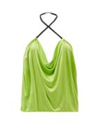 The Attico - Pauline Draped Jersey Halterneck Top - Womens - Green