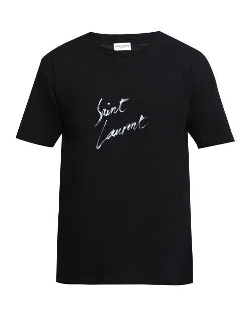 Mens Rtw Saint Laurent - Logo-print Cotton-jersey T-shirt - Mens - Black