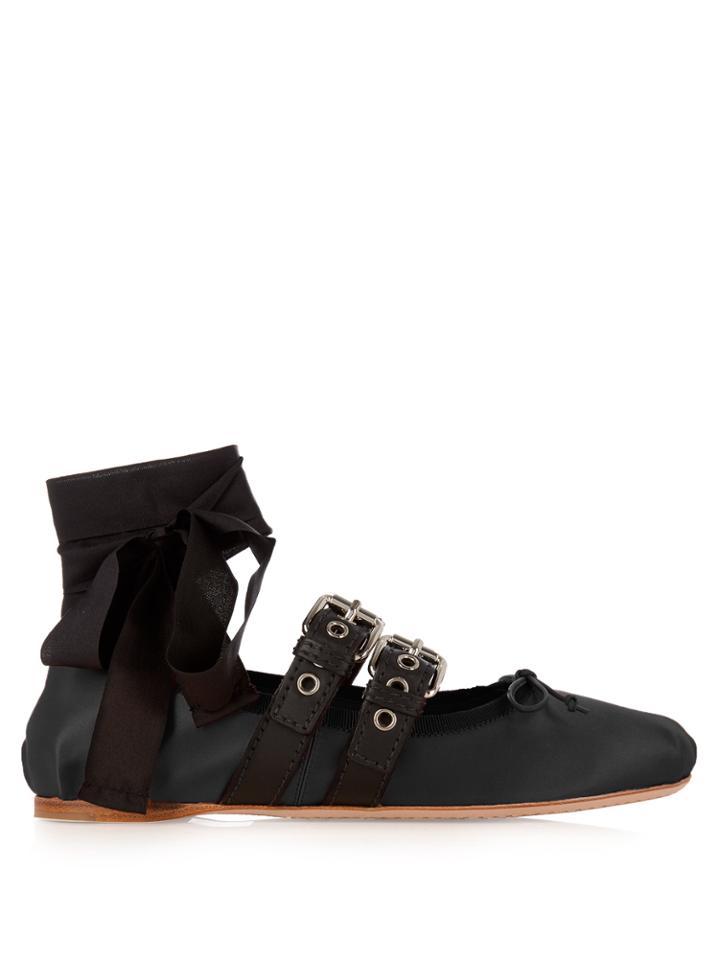 Miu Miu Buckle-fastening Leather Ballet Flats