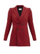 Matchesfashion.com Redvalentino - Double-breasted Houndstooth Jacket - Womens - Red