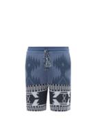 Alanui - Geometric-jacquard Cotton-blend Shorts - Mens - Blue