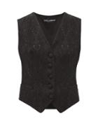 Matchesfashion.com Dolce & Gabbana - Floral-jacquard Crepe Waistcoat - Womens - Black