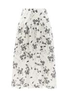 Ladies Rtw Julie De Libran - Gilda High-rise Floral-print Silk Midi Skirt - Womens - White Black