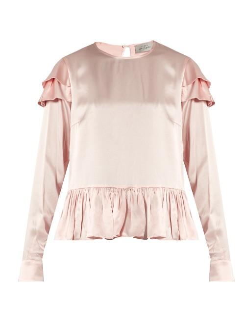 Preen By Thornton Bregazzi Cherry Ruffle-trimmed Silk Blouse
