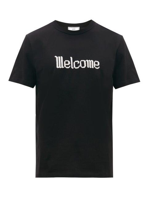 Matchesfashion.com Ami - Embroidered Cotton Jersey T Shirt - Mens - Black