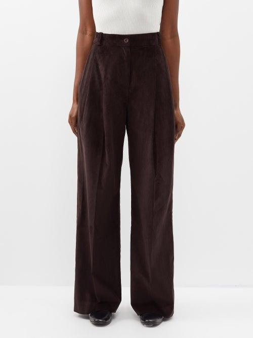 The Meaning Well - Hemingway Wide-leg Cotton-corduroy Trousers - Womens - Brown