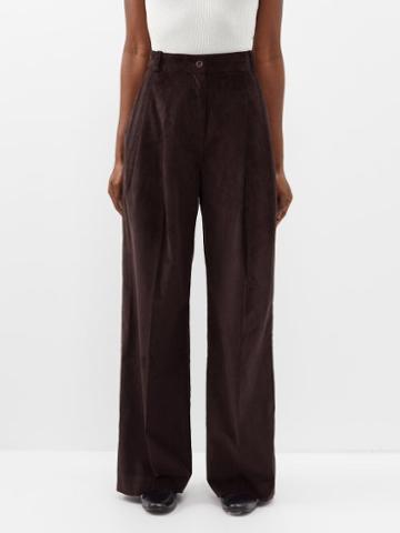 The Meaning Well - Hemingway Wide-leg Cotton-corduroy Trousers - Womens - Brown