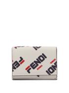 Matchesfashion.com Fendi - Mania Logo Print Tri Fold Leather Wallet - Womens - White Multi