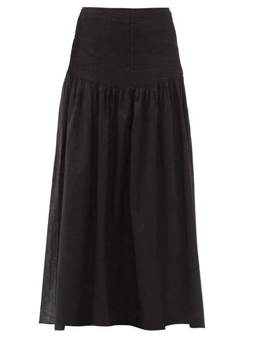 Matchesfashion.com Sir - Alina Pintucked Cotton-blend Maxi Skirt - Womens - Black