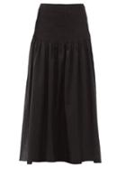 Matchesfashion.com Sir - Alina Pintucked Cotton-blend Maxi Skirt - Womens - Black