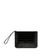 Matchesfashion.com Balenciaga - Bb Crocodile Effect Leather Pouch - Womens - Black