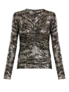 Matchesfashion.com Isabel Marant - Diego Floral Print Silk Blend Top - Womens - Silver