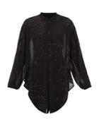 Matchesfashion.com Saint Laurent - Crystal-embellished Tie-front Georgette Blouse - Womens - Black