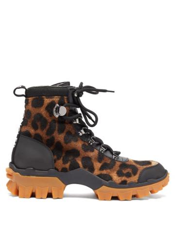 Matchesfashion.com Moncler - Helis Leopard Print Calf Hair Hiking Boots - Womens - Leopard