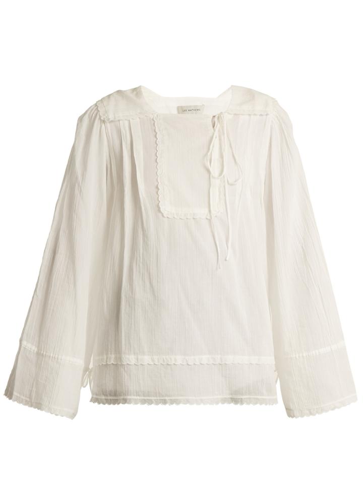 Lee Mathews Carly Pleated Cotton-muslin Blouse