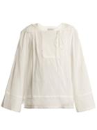 Lee Mathews Carly Pleated Cotton-muslin Blouse