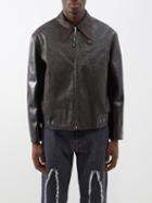 Our Legacy - Reversible Leather And Cotton-twill Jacket - Mens - Black