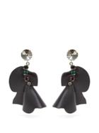 Marni Leather And Crystal-embellished Drop Earrings