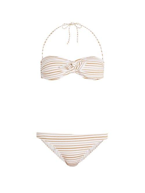 Matchesfashion.com Melissa Odabash - Aruba Striped Bandeau Bikini - Womens - White Stripe