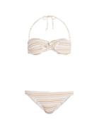 Matchesfashion.com Melissa Odabash - Aruba Striped Bandeau Bikini - Womens - White Stripe