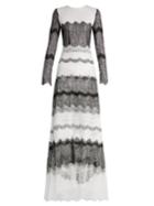 Emilio De La Morena Detachable-sleeve Bi-colour Lace Gown