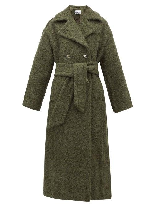 Matchesfashion.com Ganni - Belted Double Breasted Wool Blend Coat - Womens - Khaki