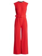 Matchesfashion.com Emilia Wickstead - Barbara Sleeveless Cloqu Jumpsuit - Womens - Red