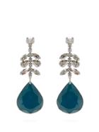 Matchesfashion.com Isabel Marant - Crystal Embellished Drop Earrings - Womens - Green
