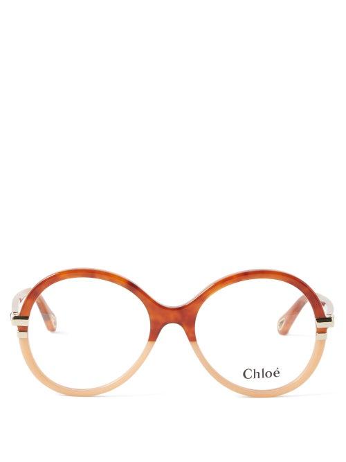 Chlo - West Round Acetate Glasses - Womens - Brown Multi