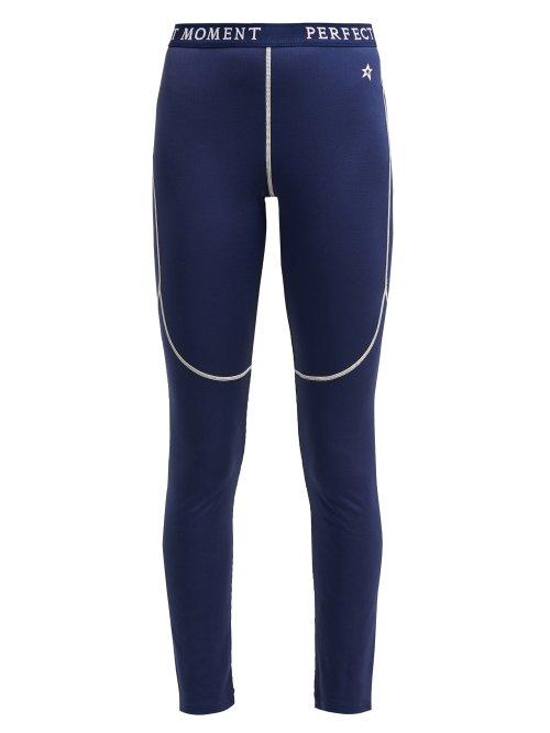 Matchesfashion.com Perfect Moment - Logo Jacquard Performance Leggings - Womens - Navy