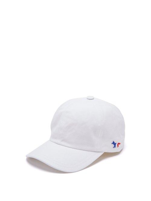 Matchesfashion.com Maison Kitsun - Logo Patch Cotton Blend Cap - Mens - White