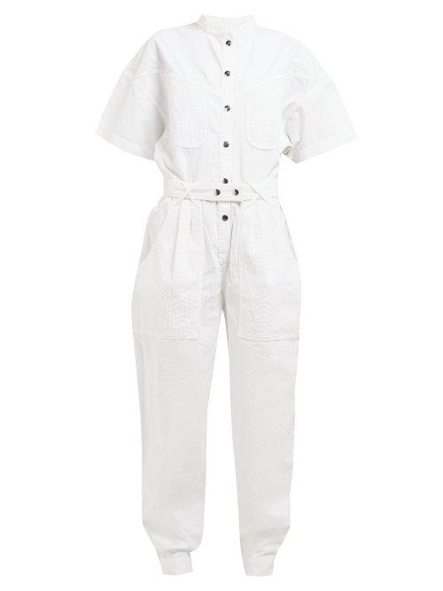 Matchesfashion.com Isabel Marant - Tundra Contrast Pocket Denim Jumpsuit - Womens - White