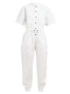 Matchesfashion.com Isabel Marant - Tundra Contrast Pocket Denim Jumpsuit - Womens - White