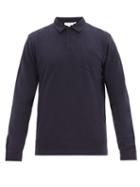Matchesfashion.com Sunspel - Riviera Long Sleeve Cotton Piqu Polo Shirt - Mens - Navy