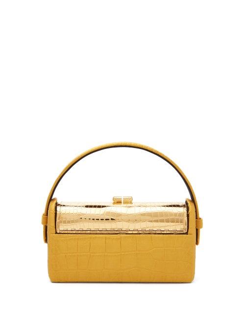 Matchesfashion.com Bienen-davis - Rgine Crocodile-effect Satin Minaudire Clutch - Womens - Gold