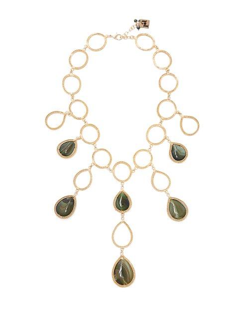 Matchesfashion.com Rosantica By Michela Panero - Scarabeo Teardrop Stone Necklace - Womens - Green