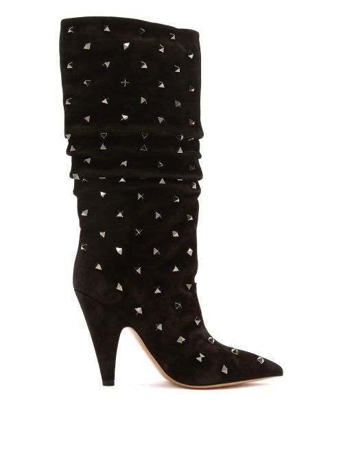 Matchesfashion.com Valentino - Rockstud Suede Boots - Womens - Black