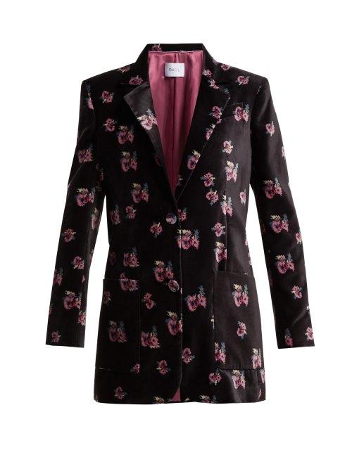 Matchesfashion.com Racil - Alfred Floral Print Single Breasted Velvet Blazer - Womens - Black Multi