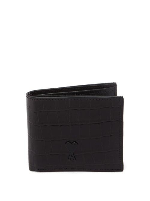 Matchesfashion.com Ami - Crocodile Effect Leather Wallet - Mens - Black