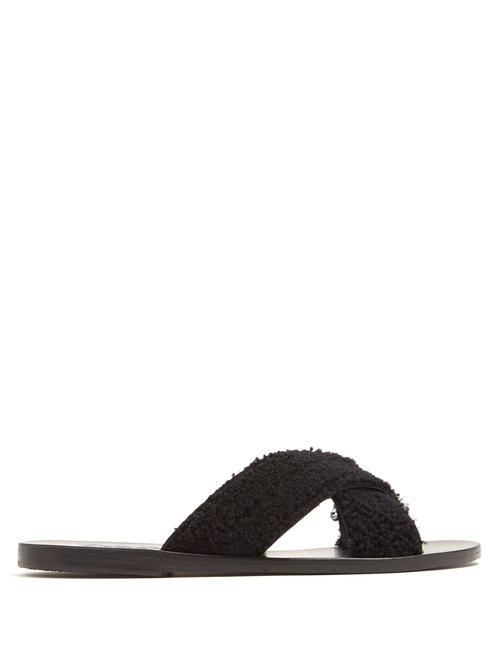 Matchesfashion.com Ancient Greek Sandals - Thais Shearling Slides - Womens - Black