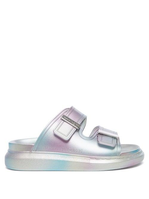 Alexander Mcqueen - Hybrid Iridescent-rubber Slides - Womens - Silver