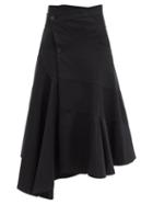 Matchesfashion.com Jw Anderson - Asymmetric-hem Cotton-twill Wrap Skirt - Womens - Black