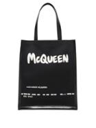 Mens Bags Alexander Mcqueen - Logo-print Canvas And Leather Tote Bag - Mens - Black